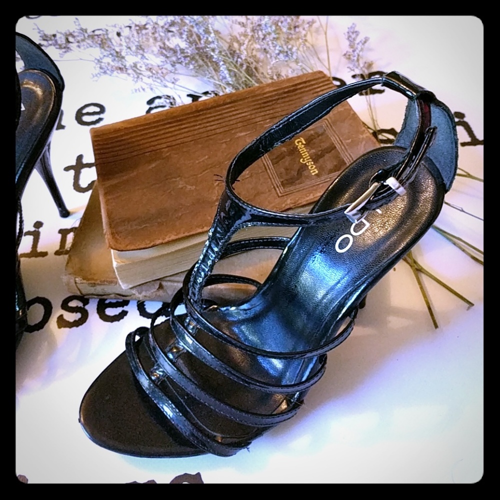 Aldo Black Strappy High Heel Sandals